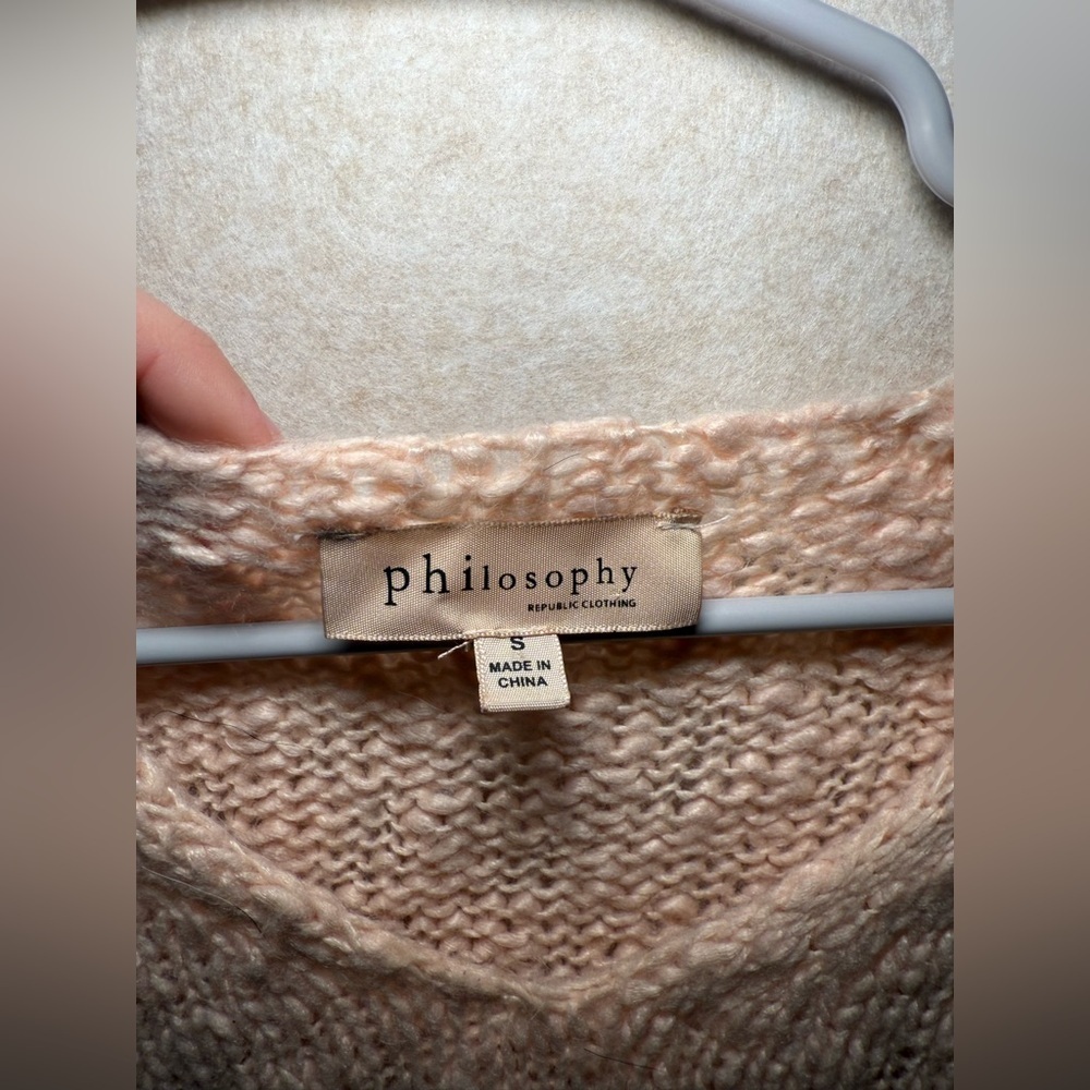 Philosophy Light Pink Knit V Neck Sweater, Women Size S - Picture 4 of 9